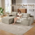 thumbnail image 3 of 96" Boneless Cloud Couch with Chaise, Modular Sectional Sofa for Living Room, No Assembly Required, Deep Seat Corduroy Couch, Camel, 3 of 8