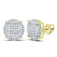 thumbnail image 2 of 10kt Yellow Gold Mens Round Diamond Circle Cluster Stud Earrings 5/8 Cttw, 2 of 2