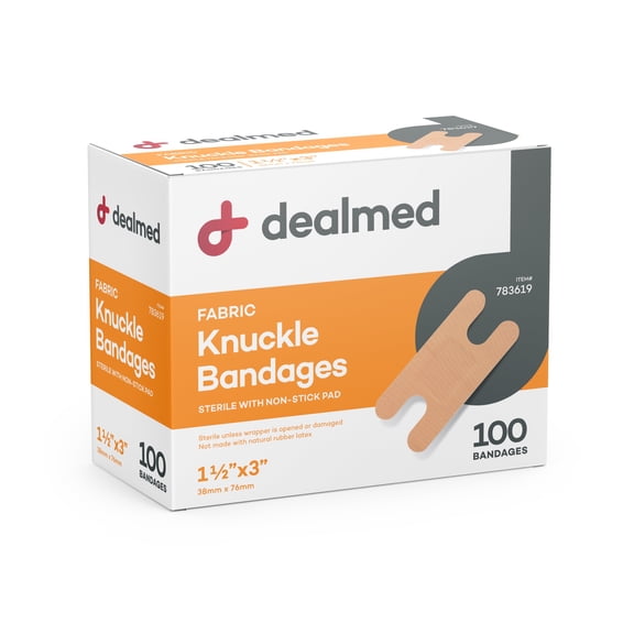 Dealmed Fabric Knuckle Bandages, 1.5" x 3", Non-Stick Pads, 100/Box (Pack of 1)