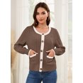 thumbnail image 5 of Usaibhir Womens Knit Button Up Cardigan Sweaters with Pockets Long Sleeve Crew Neck Open Front Sweater Jackets Outerwear, 5 of 8