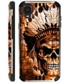 thumbnail image 1 of Compatible with TCL A3 Brushed Metal Texture Hybrid Silver Guard Phone Case Cover (Orange Skull Chief), 1 of 1