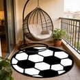 thumbnail image 4 of Round Soccer Area Rug - 31.5 Inch Non-Slip Football Themed Plush Rug for Kids Bedroom - Sporty Floor Mat for 2026 Global Soccer Celebration - Black and White, 4 of 9