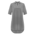 thumbnail image 4 of 3/4 Sleeve Dresses for Women Fashion Casual T Shirt Loose Solid Color V Neck Dress Sundress, 4 of 5