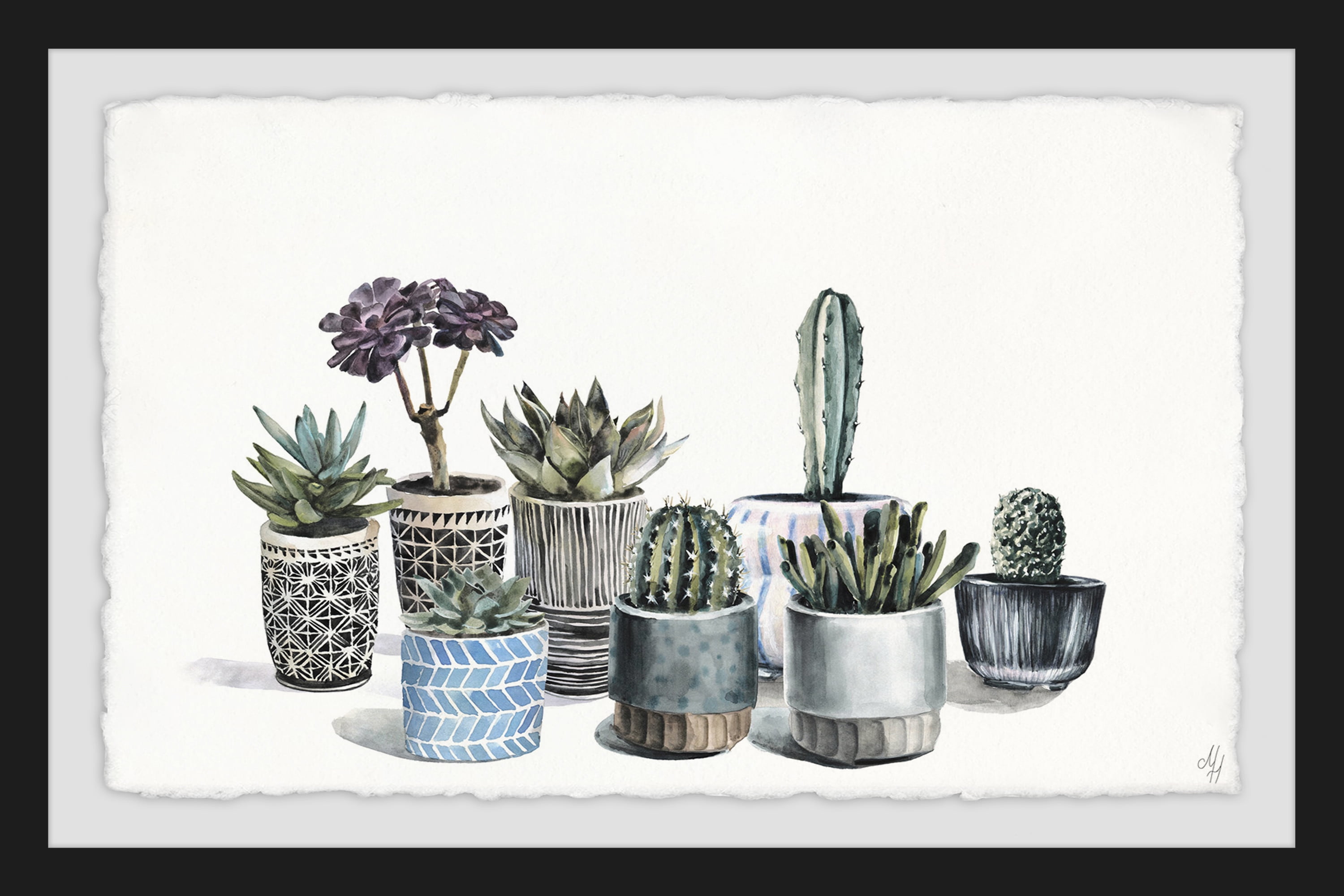Garden Of Succulents Framed Painting Art Print, 45.00" x 1.50"