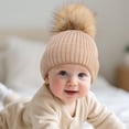 thumbnail image 3 of LIZENG Kids Winter Hat Toddler Knitted with Pom Poms for Baby Girls Boys Cute Soft Solid Warm Hats for Cold 8 Hat, 3 of 5