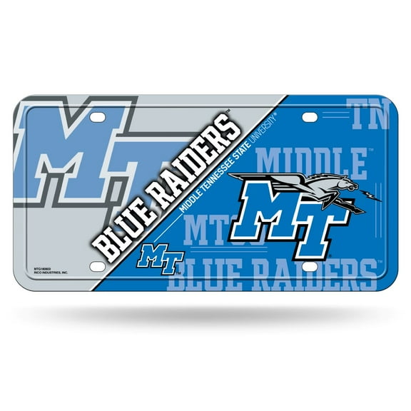 Middle Tennessee State NCAA Blue Raiders Multi-Color Standard 12x6 Metal License Plate Auto Tag