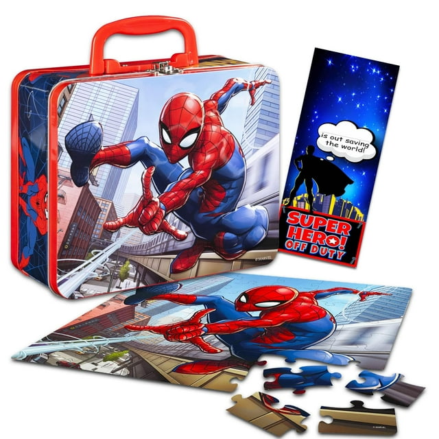 Puzzle Marvel Spiderman de 48 piezas en lonchera de hojalata