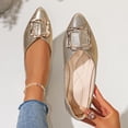 thumbnail image 2 of Miluxas Women's Flats, Foldable Ballet Flats for Women, Fashion Buckle Pionted Toe Comfort Light Weight Slip-On Dress Shoes Gold 6.5(38), 2 of 9