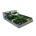 thumbnail image 2 of Ambesonne Nature Fitted Sheet & Pillow Sham Set, Japanese Garden Lake, Queen, Green Blue, 2 of 2