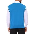 thumbnail image 3 of INSPIRE CHIC Men's Solid Color V-Neck Sleeveless Cable Knitted Sweater Vest S Blue, 3 of 5