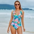 thumbnail image 2 of Traje de baño de una pieza estampado para mujer Traje de baño sexy sin espalda con cuello en V Ropa de playa de verano Traje de baño adelgazante S ~ XXL Tan Jianjun unisex, 2 of 2