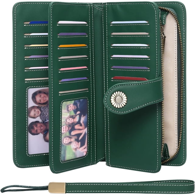 LAICAIW Women's Wallet Genuine Leather RFID Blocking Large Capacity Trifold Ladies Wallet