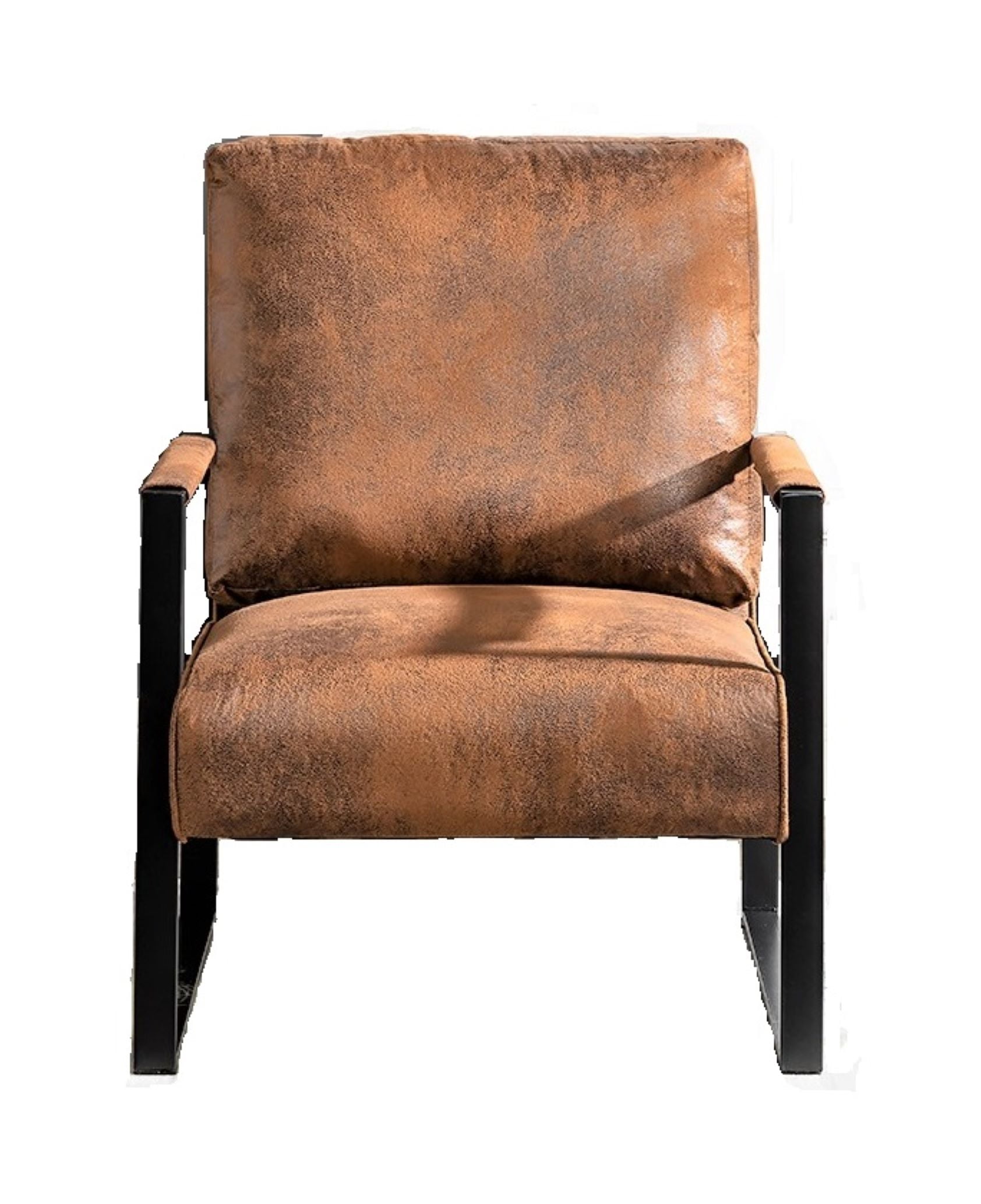 Mintazer Modern Microfiber Accent Chair, Square Metal Frame Lounge Armchair for Living Room Bedroom Office, Yellow Brown