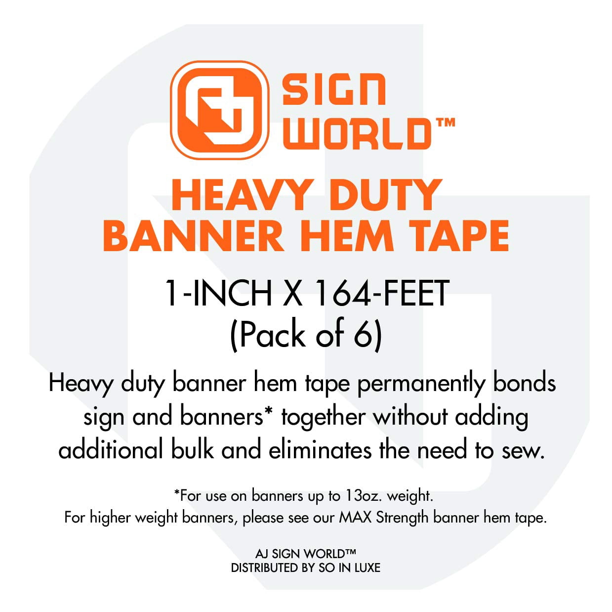 (Pack of 10 1" Heavy Duty Banner Hem Double Sided Permanent Tape (1-Inch x 164-Feet/55 Yard)