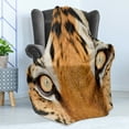 thumbnail image 4 of Safari Soft Flannel Fleece Throw Blanket, Close-up Tiger Eyes Hunter Look Feline Camouflage Coat Animal with Shady Colors, Cozy Plush for Indoor and Outdoor Use, 50" x 60", Orange Black, by Ambesonne, 4 of 5