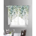 thumbnail image 3 of Eucalyptus Green Swag Valances for Windows, Gradient Leaves Retro Watercolor Plant Rod Pocket Sheer Valances for Small Windows, Swag Toppers Light Filtering for Kitchen Living Room 2 Panels 36''x36'', 3 of 6