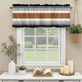 thumbnail image 3 of Black Brown Stripe Window Valance Curtain Boho Style Rod Pocket Short Curtain for Living Room, Bedroom & Kitchen Window Decor 42x12in, 3 of 8