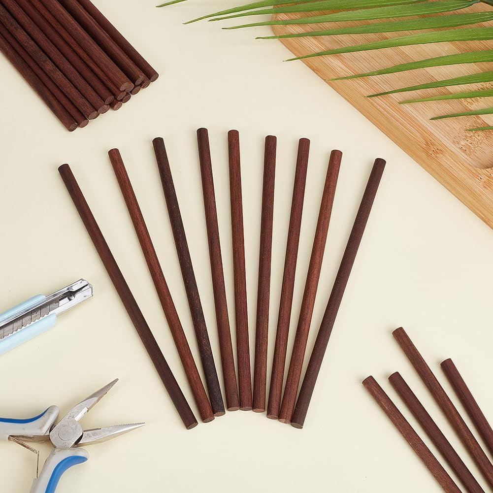 30Pcs Walnut Wooden Dowel Rods 6 Inch Long Walnut Wood Round Rods 6mm Brown Wooden Dowel Sticks for Crafts Unfinished Wood Round Sticks