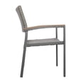 thumbnail image 3 of Pemberly Row Outdoor Dining Chair Set of 2 Mesh Seat Gray Rattan Brown Faux Wood, 3 of 13