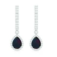 thumbnail image 2 of Rosec Jewels Classic Black Opal Drop Earrings Moissanite Halo for Women, 14K White Gold, 2 of 8