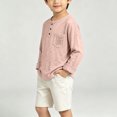 thumbnail image 4 of Ulanda Toddler Girls Henley T Shirt Kids Long Sleeve Casual Button Down Linen T-Shirts Summer Loose Three Quarter Tees Tops Blouses (Pink, 3-4 Years), 4 of 7