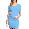 thumbnail image 2 of Pitauce Maternity Short Sleeve Bodycon Dress Pregnancy Crew Neck Side Ruched Dress Summer Casual Dresses for Daily Baby Shower, 2 of 7