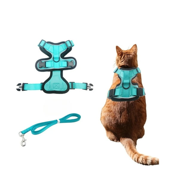 GASTROPOD Cat Harness and Leash Set,Adjustable Escape Proof Breathable Vest for Cats,Lightweight Harness and Leash Set with Soft Handle,Blue