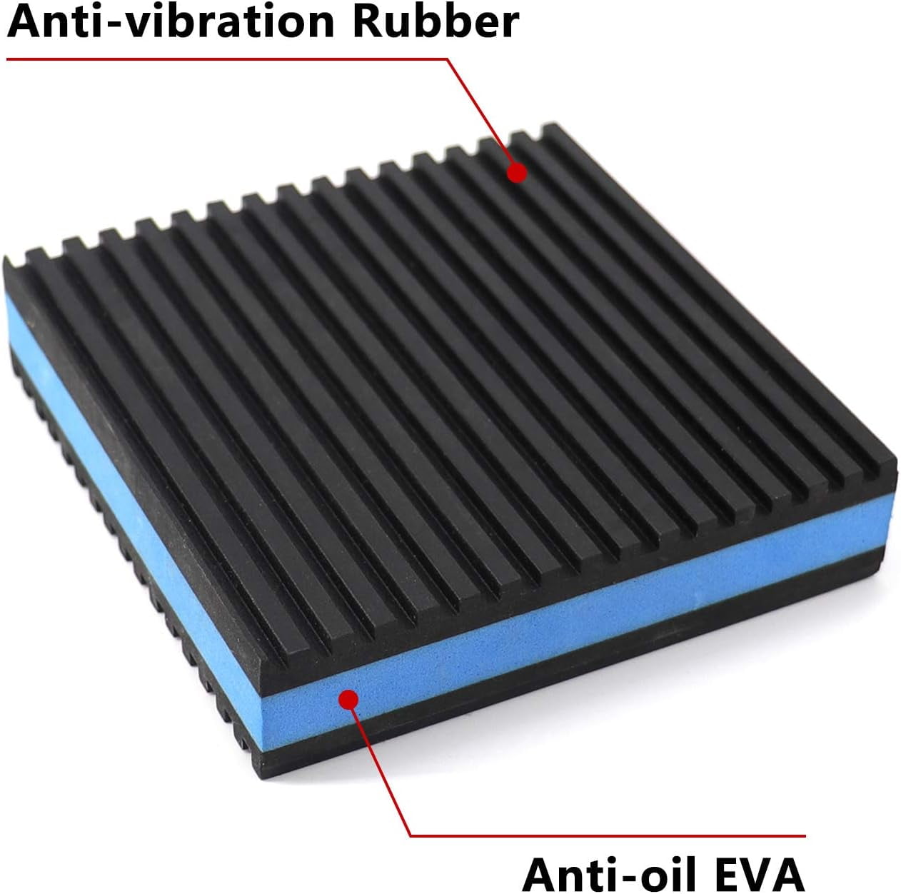 Artrylin Anti-Vibration Pads, 4-Pack 4x4x7/8 inch Ribbed Blue Pads for Washer, Dryer, Treadmill, AC, Compressor - Noise Damping EVA & Rubber Mat