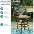 thumbnail image 5 of MEETWARM 9-Piece Outdoor Patio Swivel Bar Set, All Weather Cast Aluminum High Top Patio Bar Furniture with 8 Cushioned Swivel Bar Stools, Large 64" Square Patio Bar Height Table, 2.2" Umbrella Hole, 5 of 8