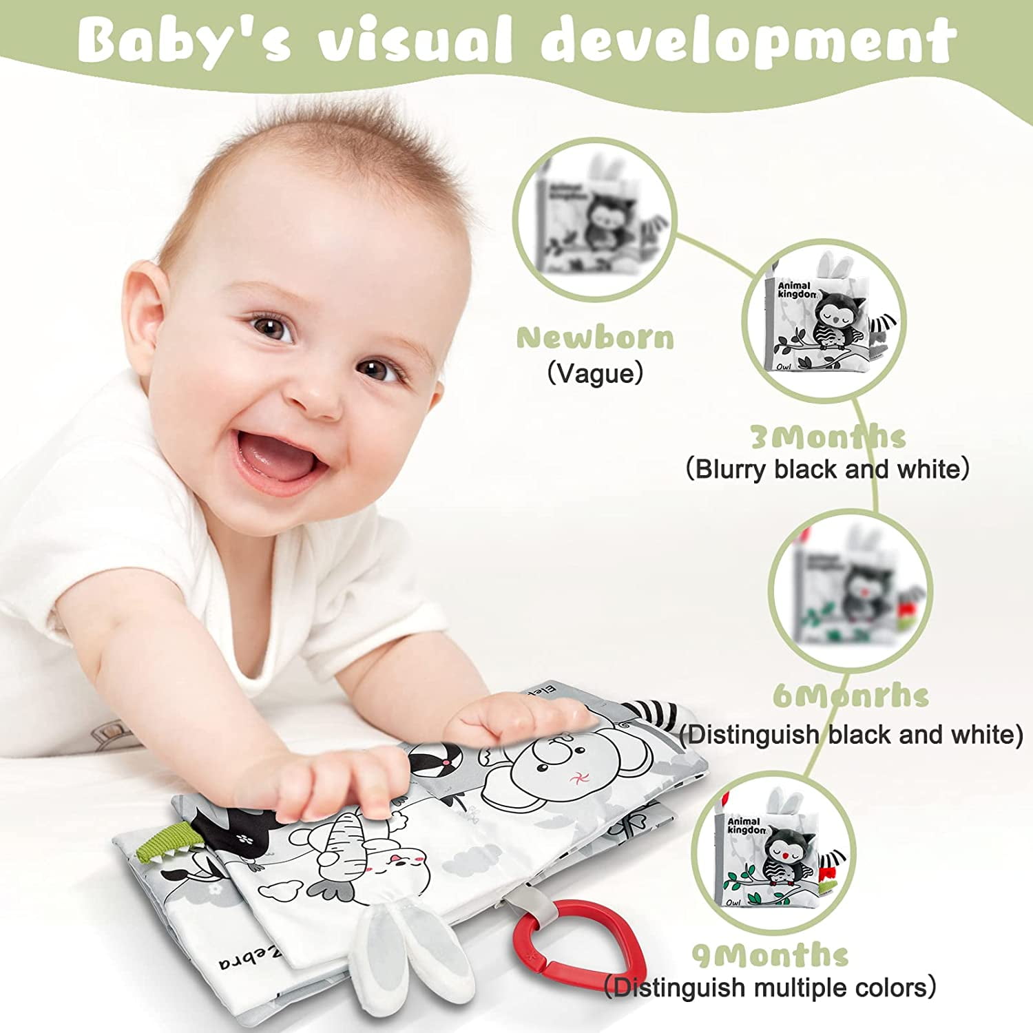 Crinkle Soft Baby Books 0-6 Months, 3D Touch Feel High Contrast