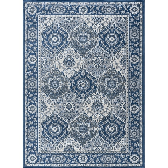 Tayse Madison Area Rug MDN3607 Traditional Navy Rings Repeat 2' x 3' Rectangle