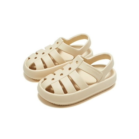 

OMILAIY Kids Flats Sandals Slip On Summer Beach Sandals Shoes For Girls Boys Slippers White Size 7.5-8 Toddler