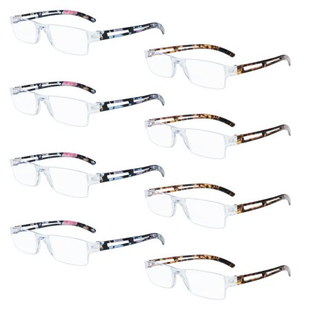 8 Pack Reading Glasses, Blue Light Blocking Computer Reading Glasses for Women and Men, Anti Glare Lightweight Readers (4 Floral+4 Tortoise,+2.25)