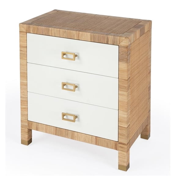 Beaumont Lane Coastal 3 Drawer Natural And White And Wood Chest