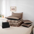 thumbnail image 6 of Manfei Retro Grid 7-Piece King Bedding,Kawaii Polka Dot King Bed in a Bag,Brown Gray,Black Reversible, 6 of 7