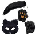 thumbnail image 1 of Conjunto de máscara y cola de animal, lindos accesorios, conjunto de disfraz de zorro para cosplay, cola larga para negro, 1 of 9