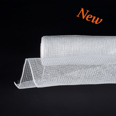 - White - Laser Metallic Floral Deco Mesh Wrap - ( 21 Inch x 10 Yards )