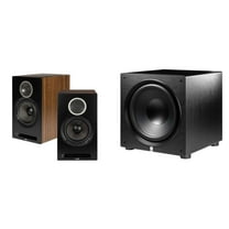 Elac DBR62-BK - Debut Reference 6.5" Bookshelf Speakers - Black, Pair and Elac PS500-BK - Varro Premium 15" 500 Watt Powered Subwoofer with Auto-EQ
