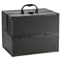 Walmart Large Train Case Cosmetics Organizer with 6 Trays for Travel with Makeup & Accessories, Matte Black, Size 8.6" x 11.8" x 9.4"
