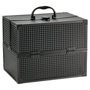 Walmart Large Train Case Cosmetics Organizer with 6 Trays for Travel with Makeup & Accessories, Matte Black, Size 8.6 x 11.8 x 9.4