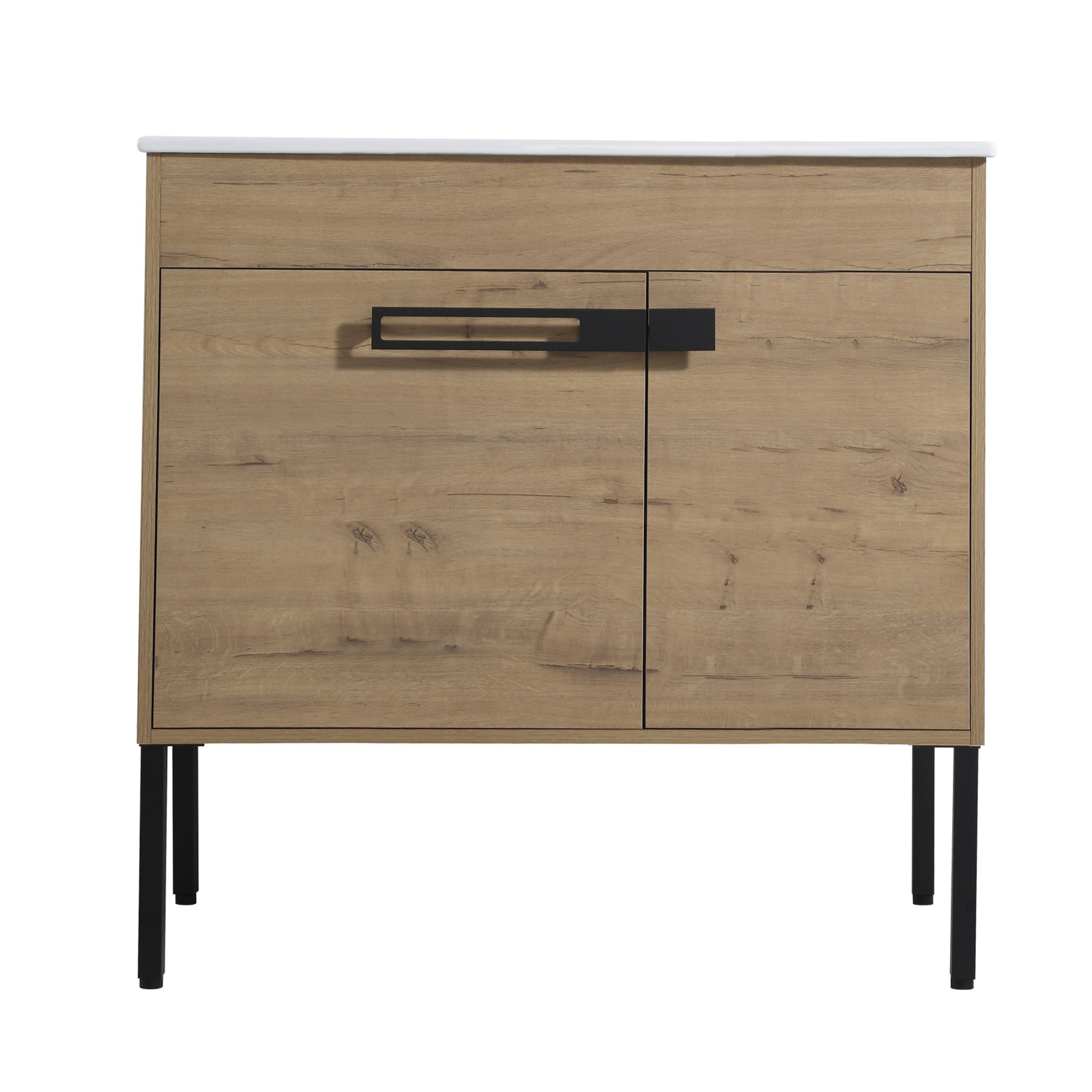 Noble House 36" Freestanding Bathroom Vanity Cabinet, Soft-Closing Door, Eco Plywood, Excluded Sink, Imitative Oak