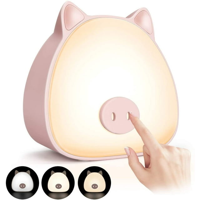 Luz de noche LED para niños, luz de noche táctil recargable, lámpara de mesa recargable para dormitorio, habitación de bebé y sala de estar (rosa)