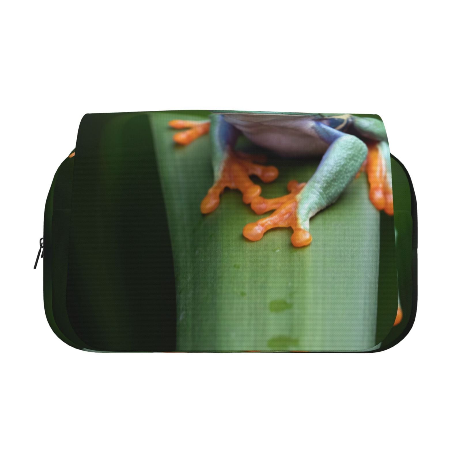 Rateoe Red-Eyed Tree Frog Pattern Double Clamshell Pen Case, Storage Organizer with Two Zipper Compartments– Holds Up to 50 Pencils & Pens
