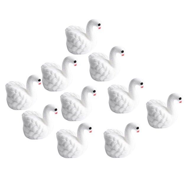 10 esculturas de animales Cygnus blanco para la decoración de la del jardín de hadas