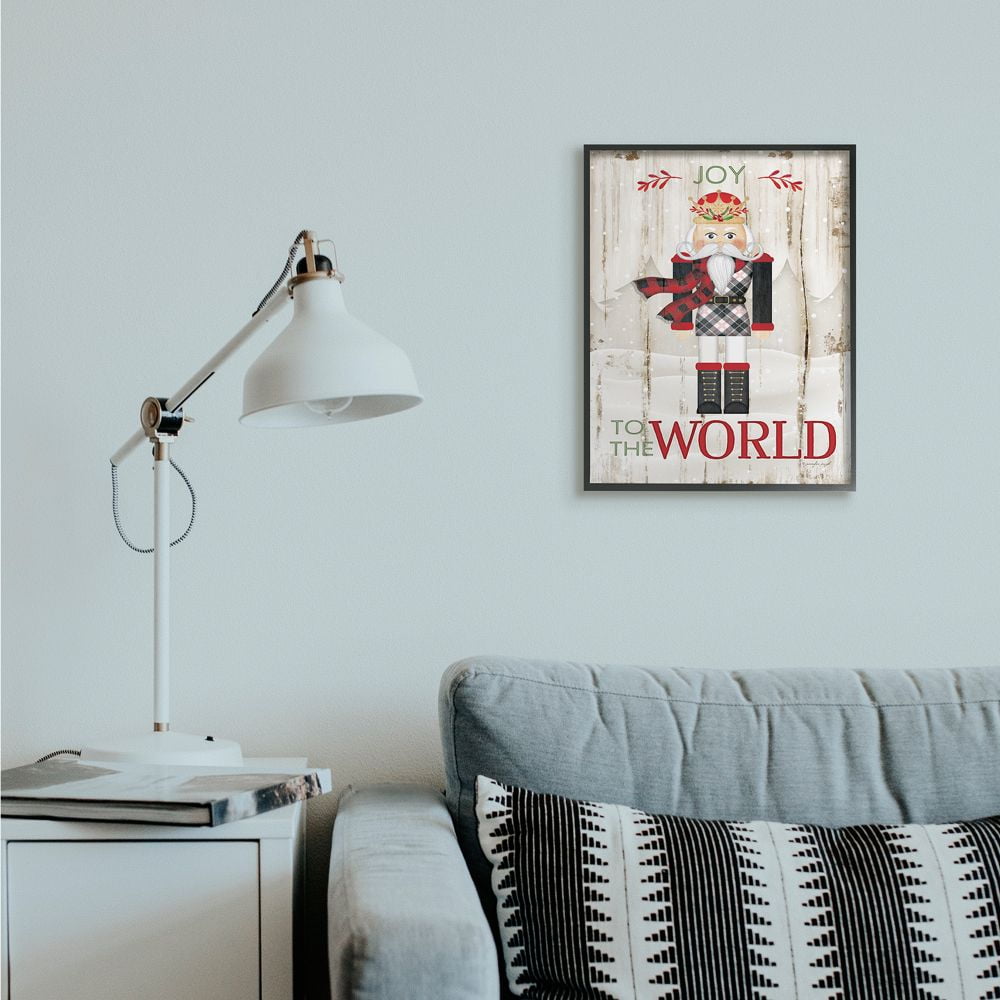 Stupell Indtries Joy to the World Quote with Christmas Nutcracker Designed by Jennifer Pugh
