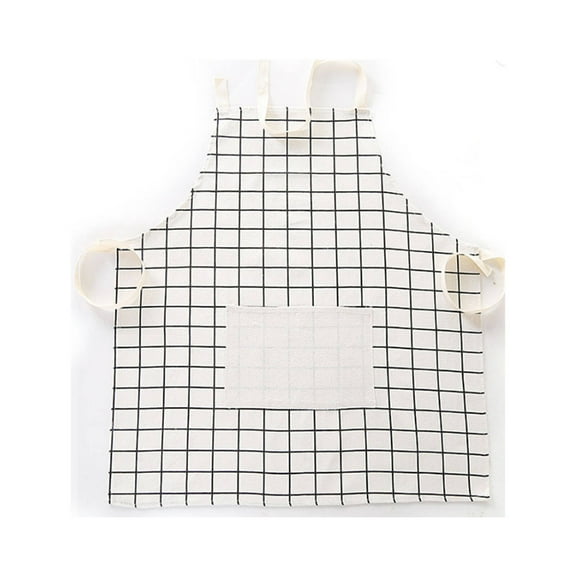 AUQ Apron Women Cotton Aprons for Women Reusable Cooking Aprons for Women,White Grid