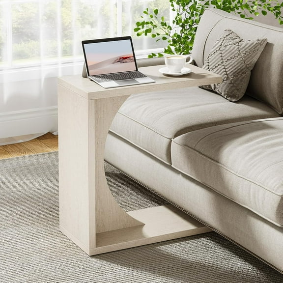 Tribesigns C-Shaped End Table for Couch, Sofa Side Table, C Table for Small Space, Living Room