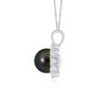 thumbnail image 2 of ANGARA Tahitian Cultured Pearl Halo V-Bale Pendant in 14K White Gold for Women | June Birthstone, Birthday, Anniversary, Jewelry Gift for Women | Pearl Necklace, 2 of 7