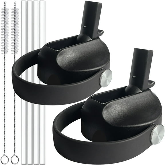 Straw Lid for Hydro  Flask 12 18 20 32 40 64 oz Wide Mouth Sports Water Bottle, Flexible Handle Cap Straw Lid Wide Mouth Replacement with Straws and Brush