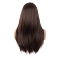 thumbnail image 4 of PinesC 24 Inch/60 cm Long Straight Layered with Bangs Synthetic Hair Shoulder Length Daily Use Wig (Brown) Brown, 4 of 4